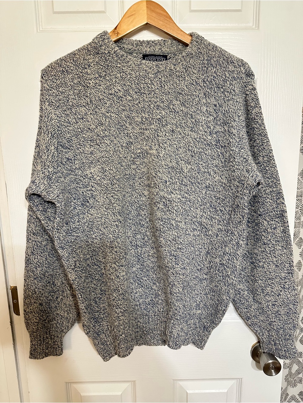 VTG Lands End Wool Chunky Crewneck Sweater Mens M Made USA Grunge 90s Heritage